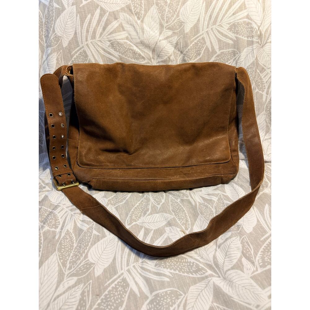 Distressed Italian Leather Messenger Bag Brown Boho Crossbody Satchel Vera Pelle